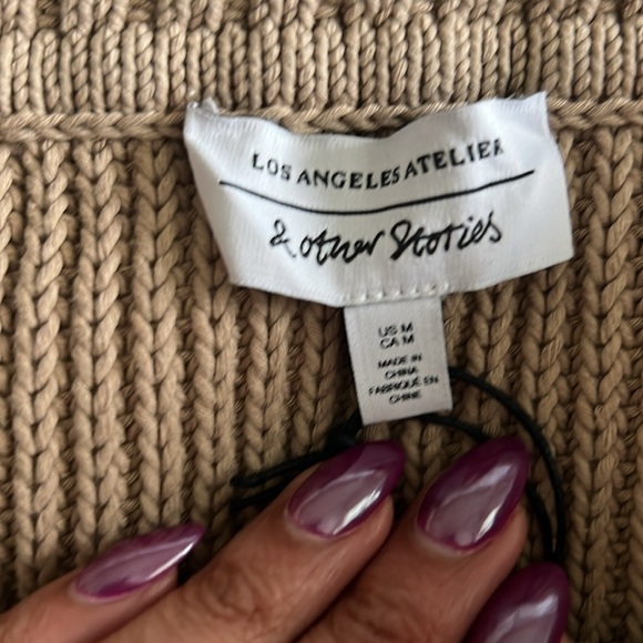 & Other Stories Tan Knit Strapless Top - Picture 3 of 9